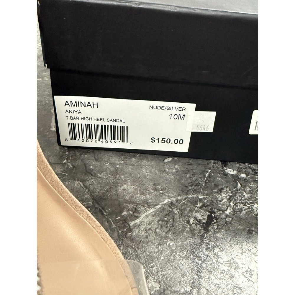 AAJ By Aminah Womens Aniya Lucite High Heel T Strap StilettoSandals Nude Size 10 - Picture 13 of 15